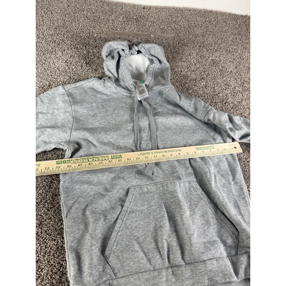 Adidas Essentials Heather Grey Fleece Pullover Hoodie Mens Small Logo Sleeve - Picture 3 of 6